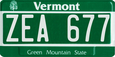 VT license plate ZEA677