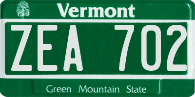 VT license plate ZEA702