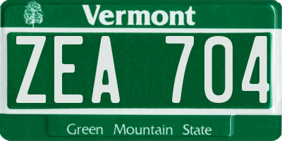 VT license plate ZEA704