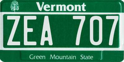 VT license plate ZEA707