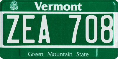 VT license plate ZEA708