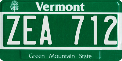VT license plate ZEA712