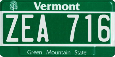 VT license plate ZEA716