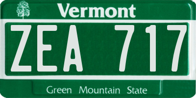 VT license plate ZEA717