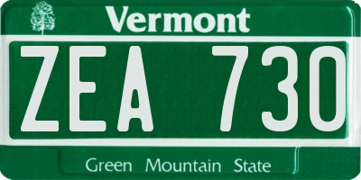 VT license plate ZEA730