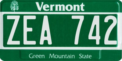 VT license plate ZEA742
