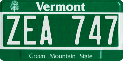 VT license plate ZEA747