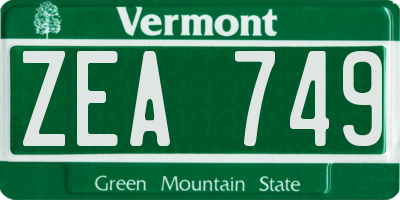VT license plate ZEA749