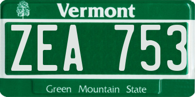 VT license plate ZEA753