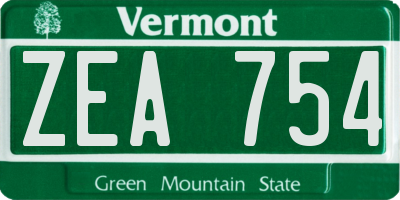 VT license plate ZEA754