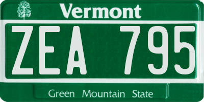 VT license plate ZEA795