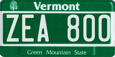 VT license plate ZEA800
