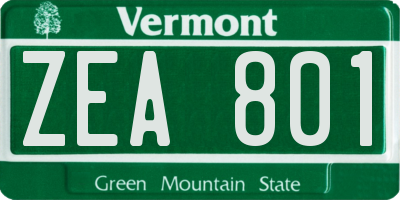 VT license plate ZEA801
