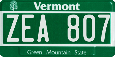 VT license plate ZEA807