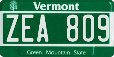 VT license plate ZEA809
