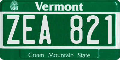VT license plate ZEA821