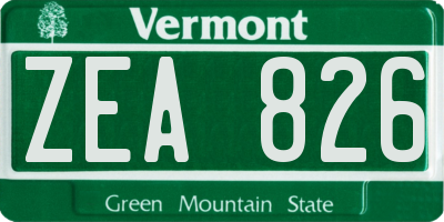 VT license plate ZEA826