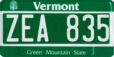 VT license plate ZEA835