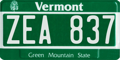 VT license plate ZEA837