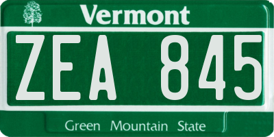 VT license plate ZEA845