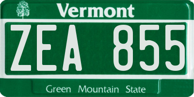 VT license plate ZEA855