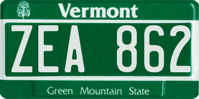 VT license plate ZEA862