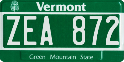 VT license plate ZEA872