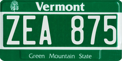 VT license plate ZEA875