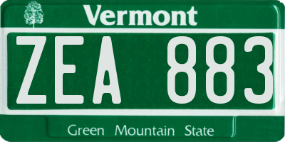 VT license plate ZEA883