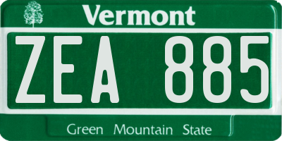 VT license plate ZEA885