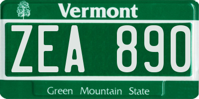 VT license plate ZEA890