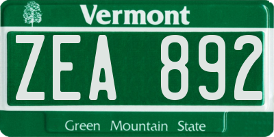 VT license plate ZEA892