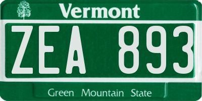 VT license plate ZEA893