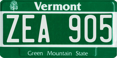 VT license plate ZEA905