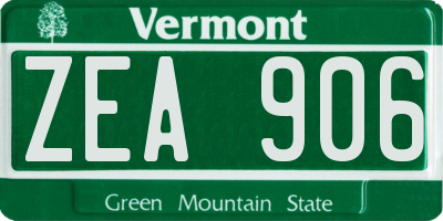 VT license plate ZEA906