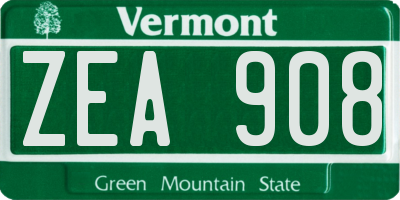 VT license plate ZEA908