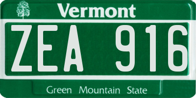 VT license plate ZEA916