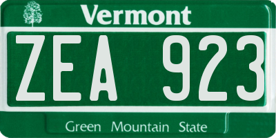 VT license plate ZEA923