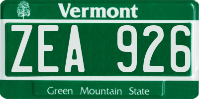 VT license plate ZEA926