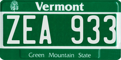 VT license plate ZEA933