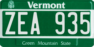 VT license plate ZEA935