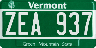 VT license plate ZEA937