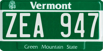 VT license plate ZEA947