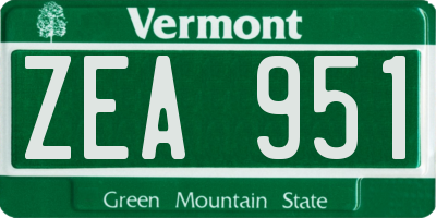 VT license plate ZEA951