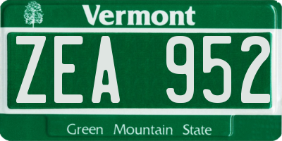 VT license plate ZEA952