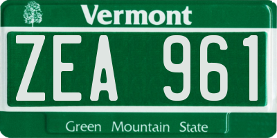 VT license plate ZEA961