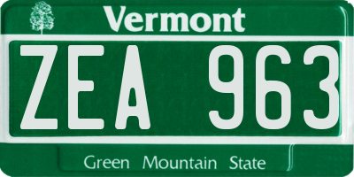 VT license plate ZEA963
