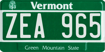 VT license plate ZEA965