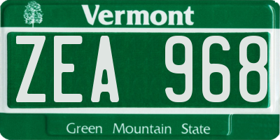 VT license plate ZEA968