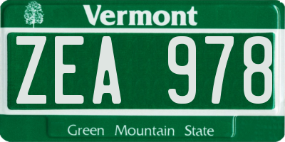 VT license plate ZEA978